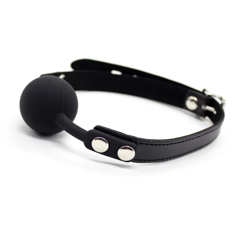 Mordaça de silicone com bola lisa 4cm ajustável preto