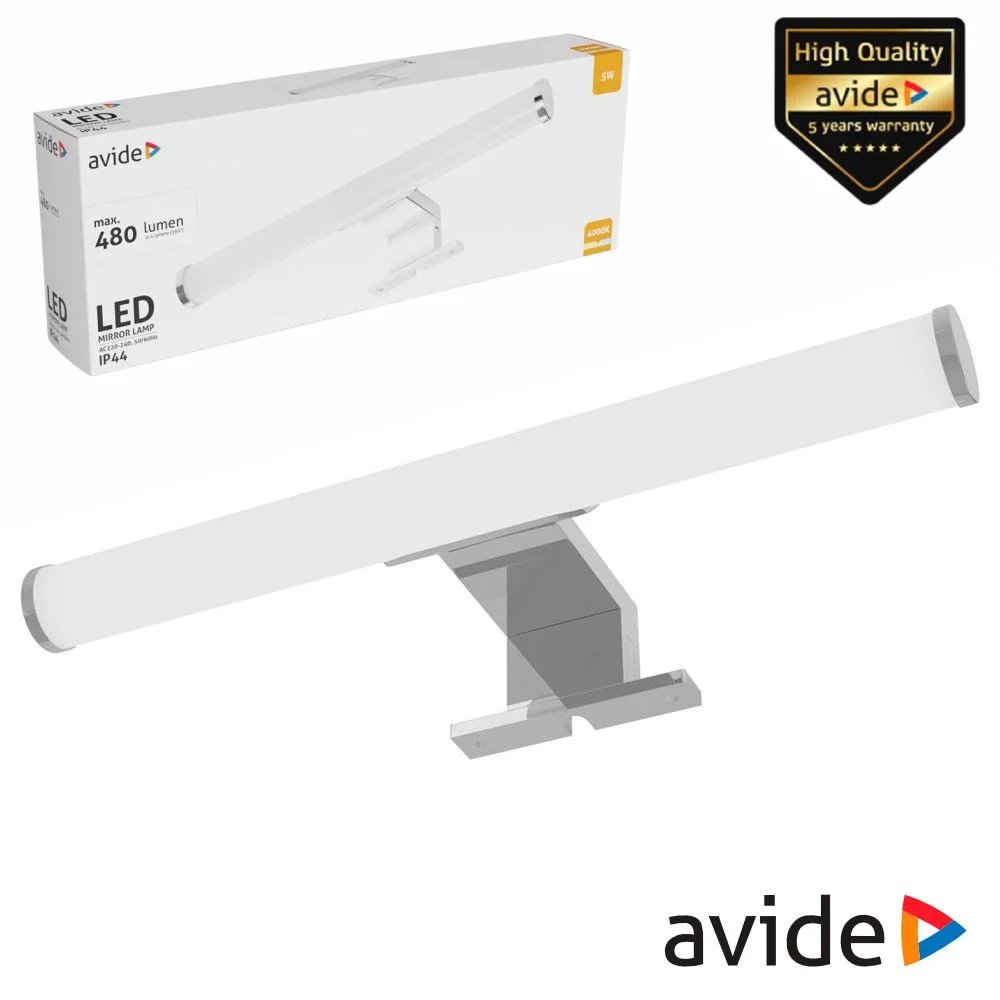 Candeeiro led 5w 480lm 300mm 4000k ip44 cromado avide