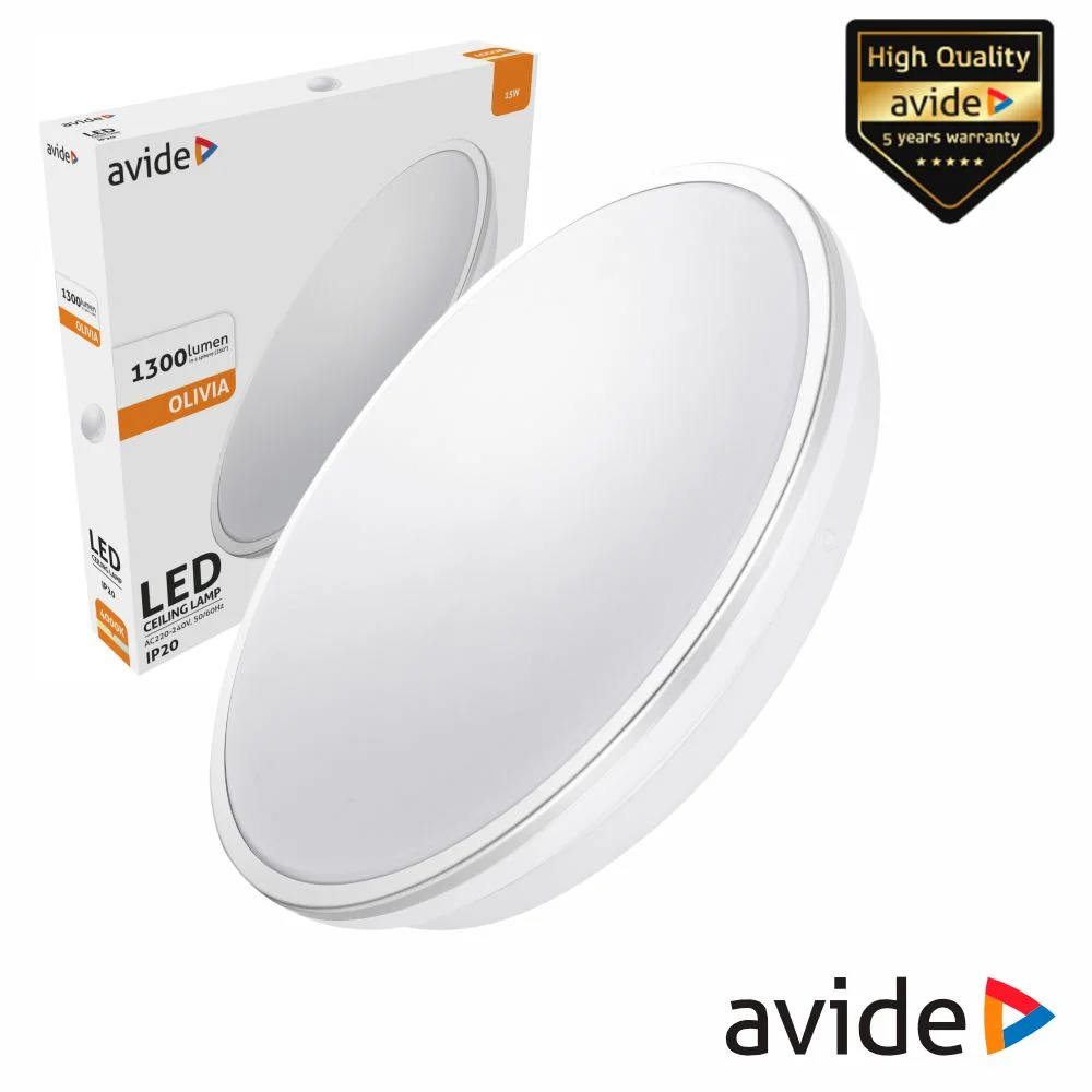 Aplique led redondo 15w 280mm 4000k 1300lm olivia avide