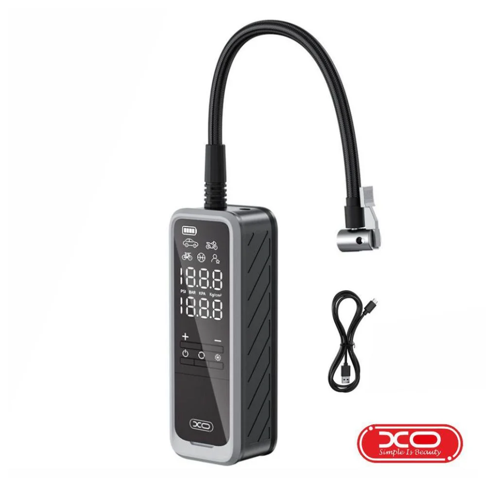 Compressor de ar portátil 5000mah c/ manómetro digital xo