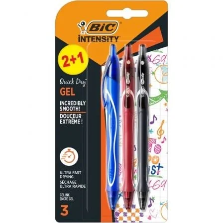 Caneta Tinta Gel Retrátil Bic Gelocity Quick Dry 3 unidades