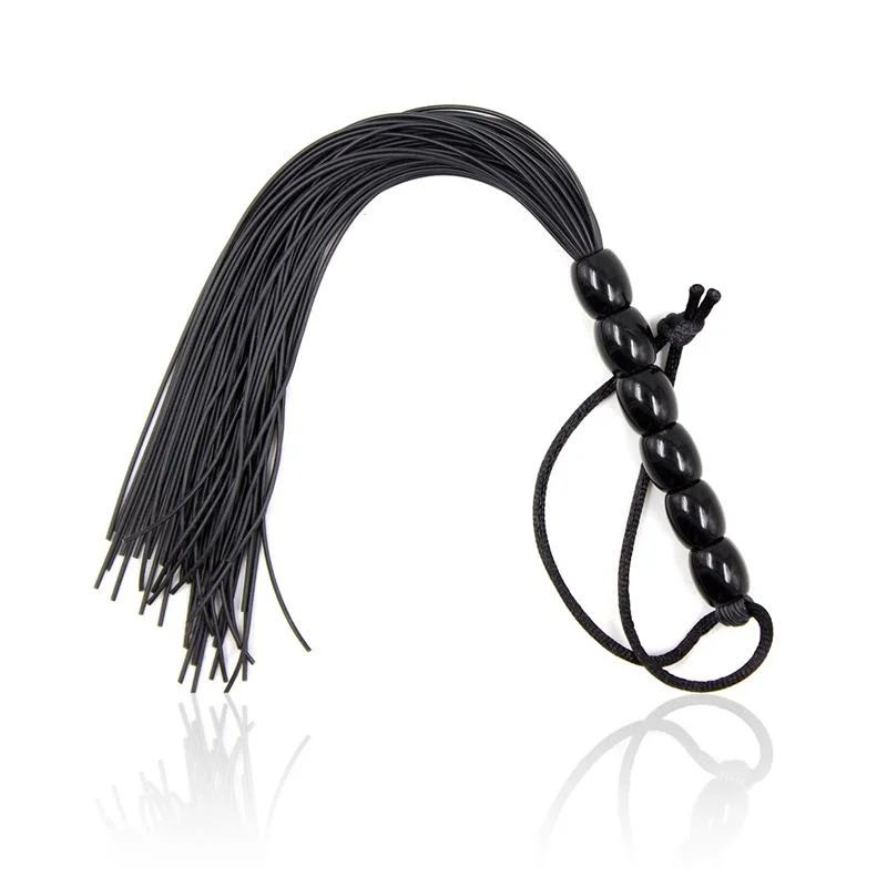 Flogger de silicona com manga com 6 bolas 26 cm preto