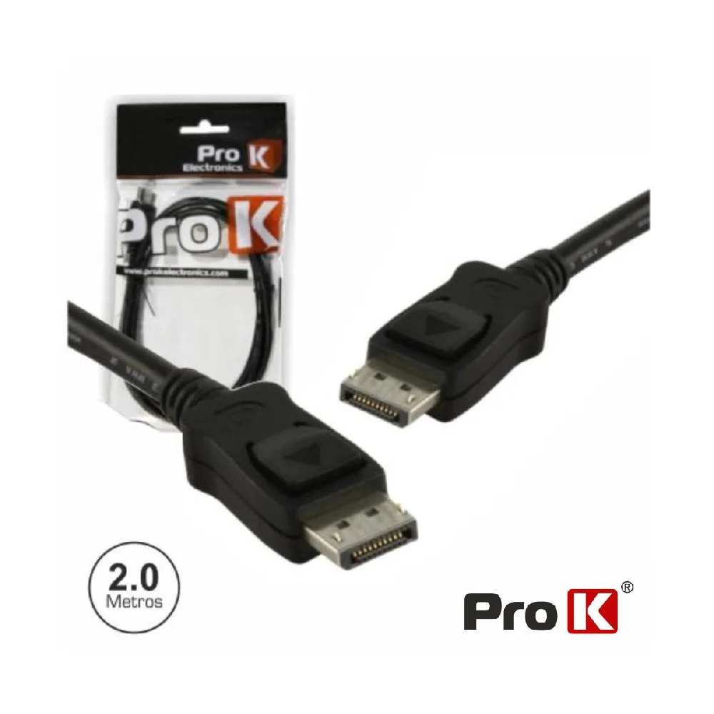 Cabo Displayport 4K Macho / Macho Preto 2m PROK