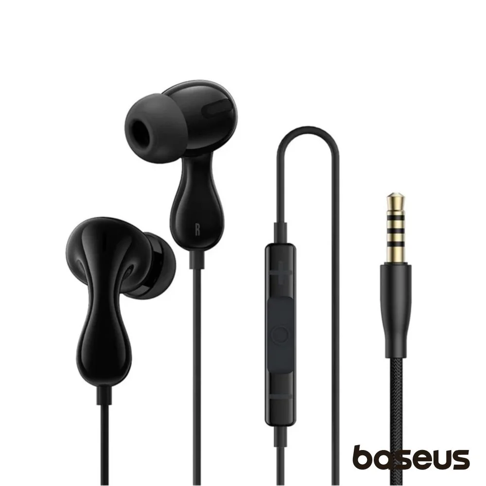 Auriculares stereo c/ fios e microfone encok hz20 baseus