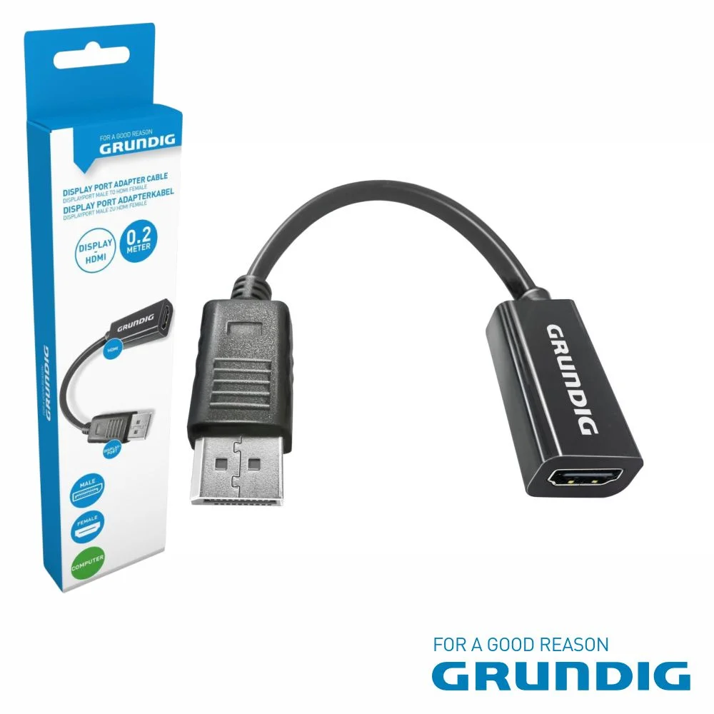 Cabo displayport macho / hdmi fêmea 0.2m grundig