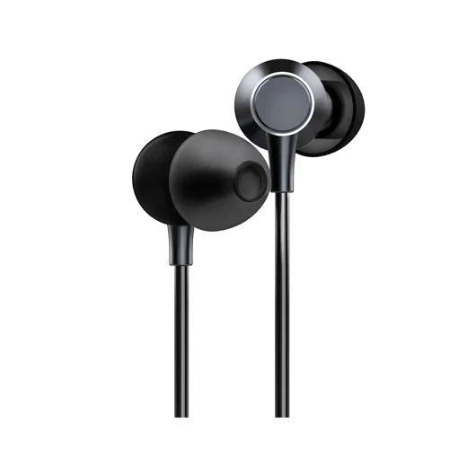 Auriculares cabo energia sistema metalizado preto