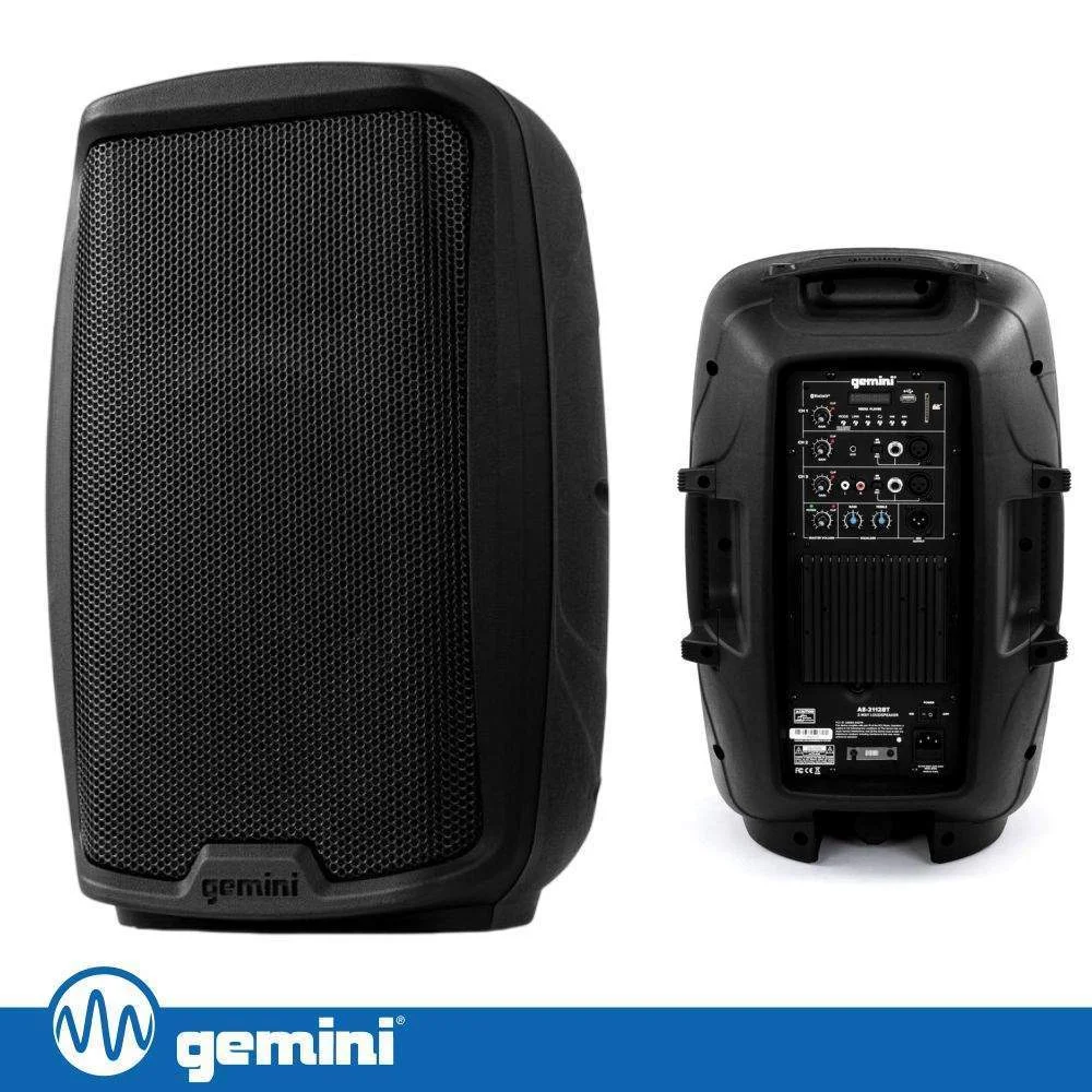 Coluna amplificada 12" 1500w usb/sd/aux/bt/tws gemini
