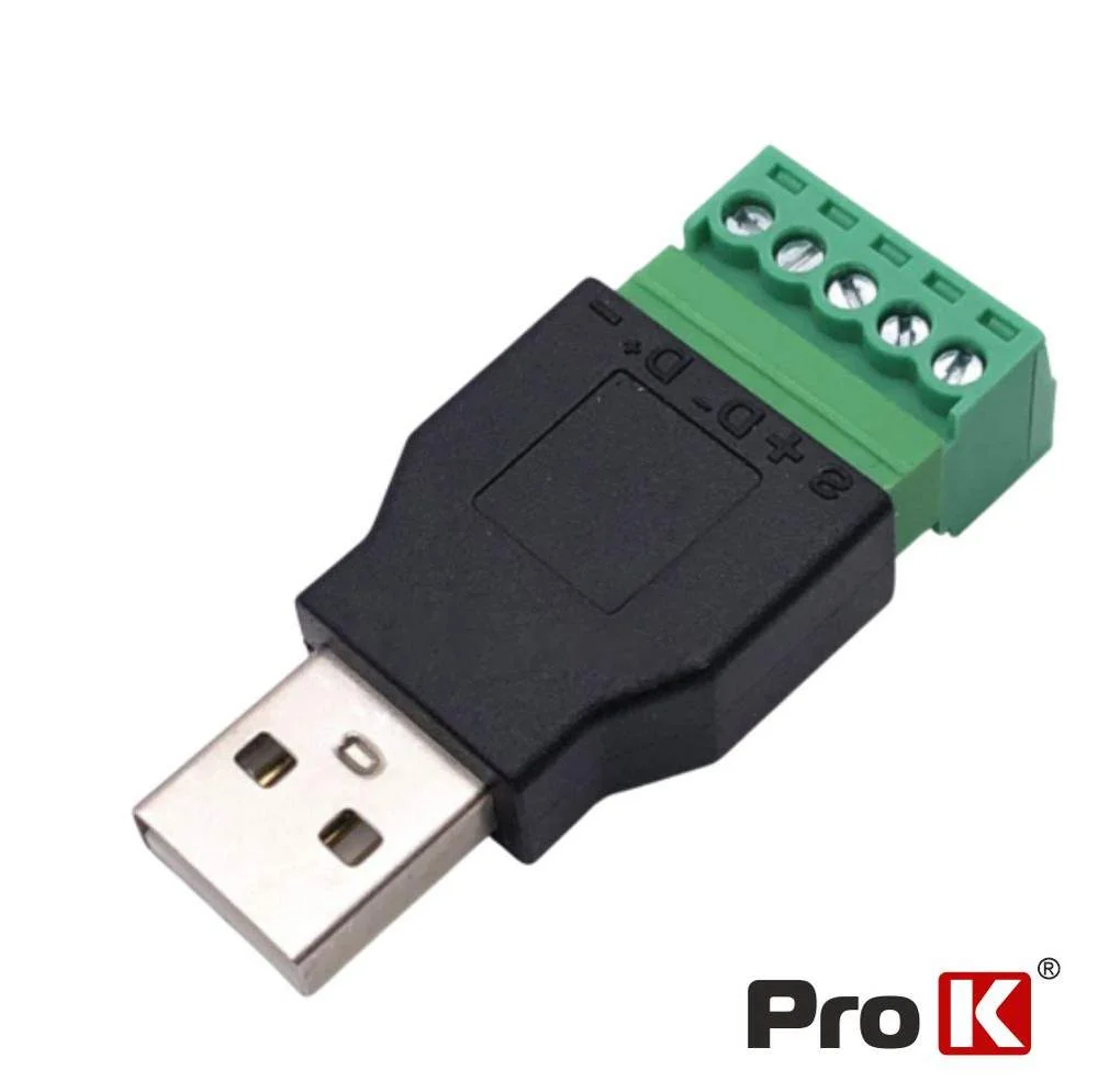 Adaptador micro usb 2.0 macho p/ parafuso de 5 pinos prok