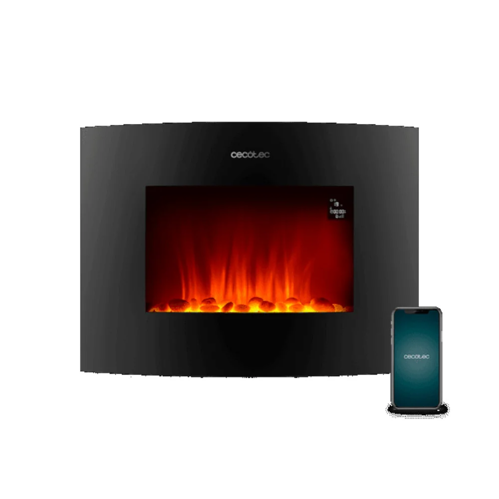 Lareira Elétrica ReadyWarm 2250 Curved Flames 2000W Preto