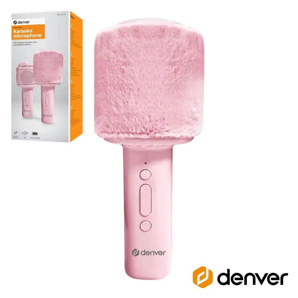 Microfone s/ fios c/ coluna bluetooth rosa denver