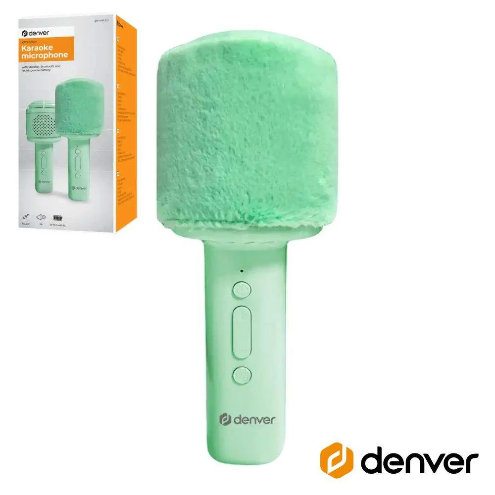 Microfone s/ fios c/ coluna bluetooth verde denver