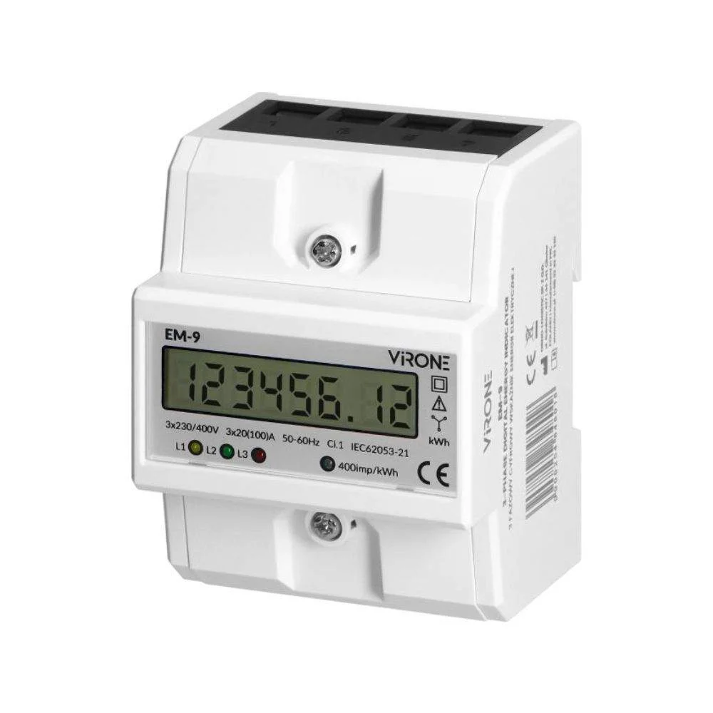 Contador de energia trifásico multi-tarifa 230v/100a din