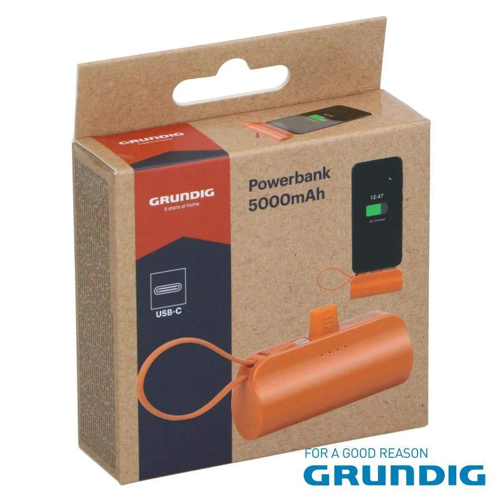 Powerbank 5000mah usb-c laranja grundig