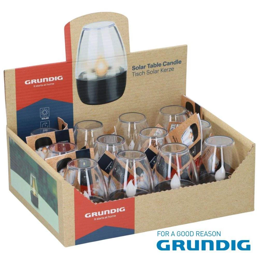 Luminária de mesa led solar em forma de vela 12x grundig