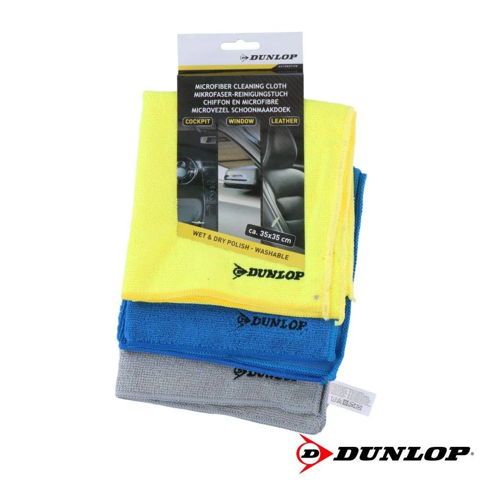Conjunto de 3 panos de microfibra 35x35cm dunlop