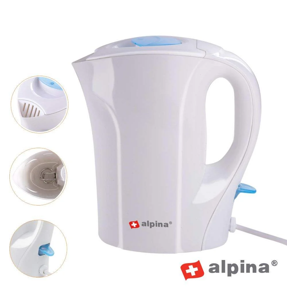 Fervedor de água elétrico 1l 800-1000w branco alpina