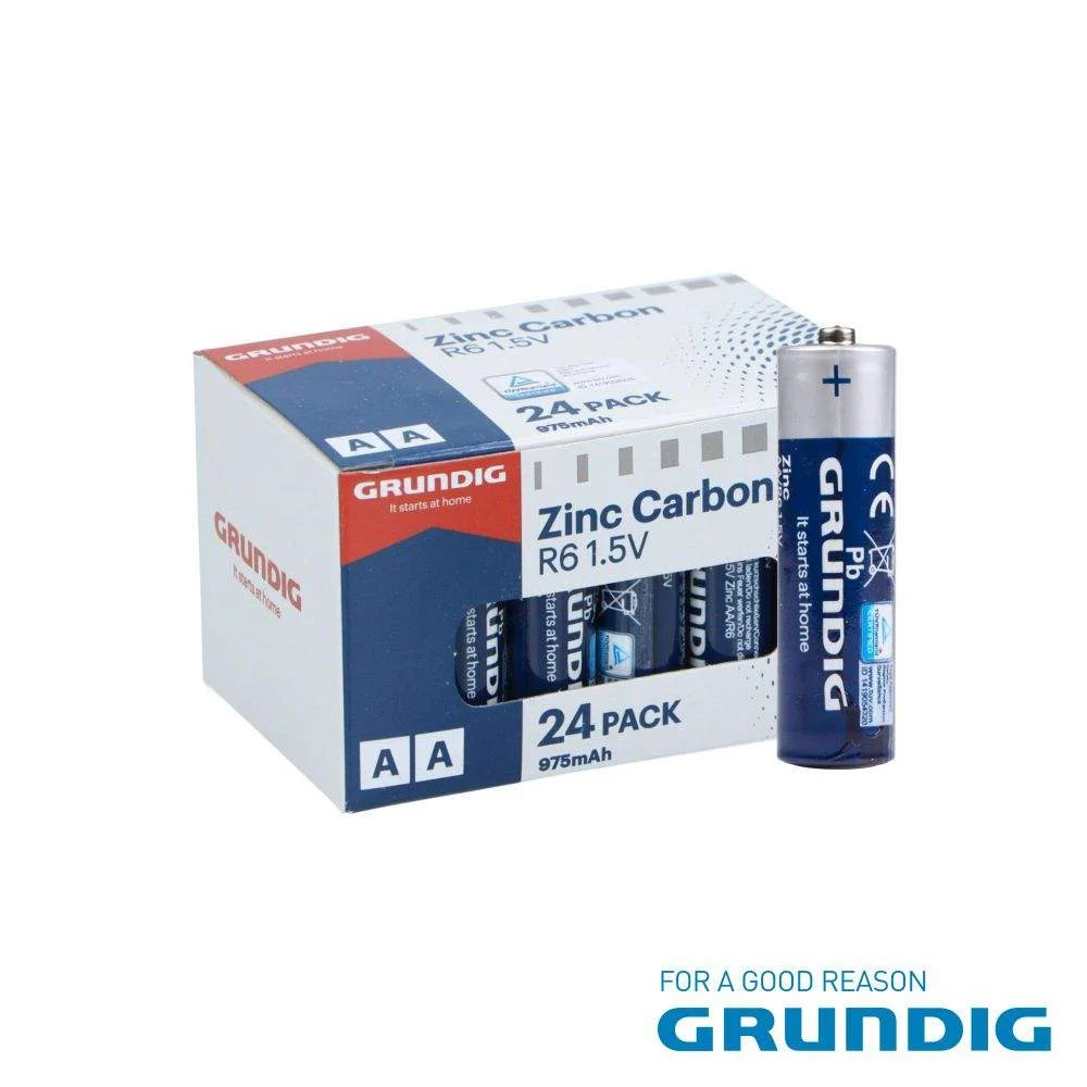 Pilha zinco-carvão r6/aa 1.5v 24x grundig