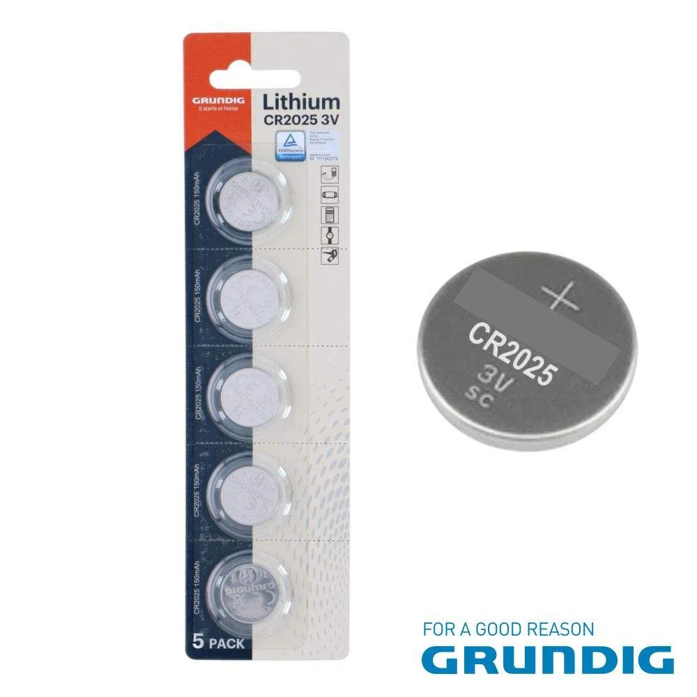 Pilha lítio botão cr2025 3v 5x blister grundig