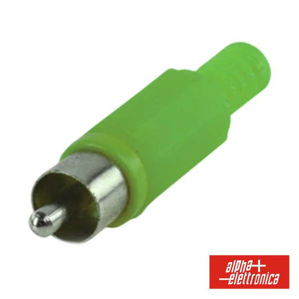 Ficha Rca Macho Verde C/ Proteção De Cabo Pvc