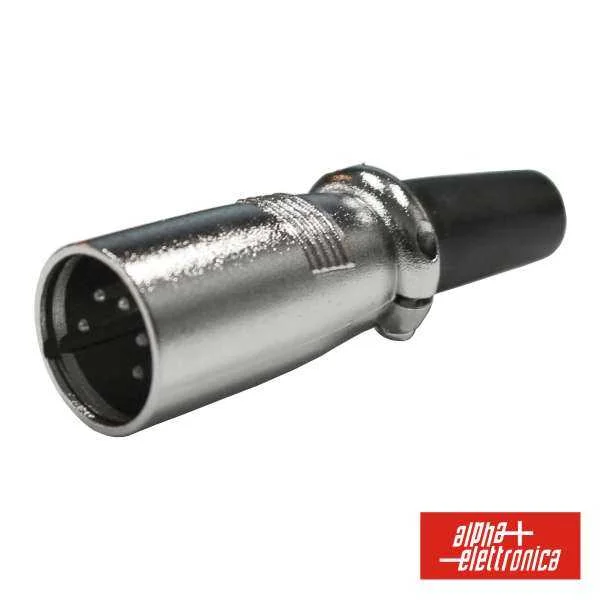 Ficha XLR 5p Macho Niquelada Proteção Bloqueio