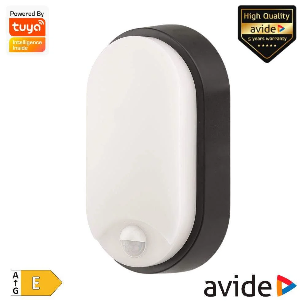 Aplique led oval cct 14w 1700lm ip65 pir avide