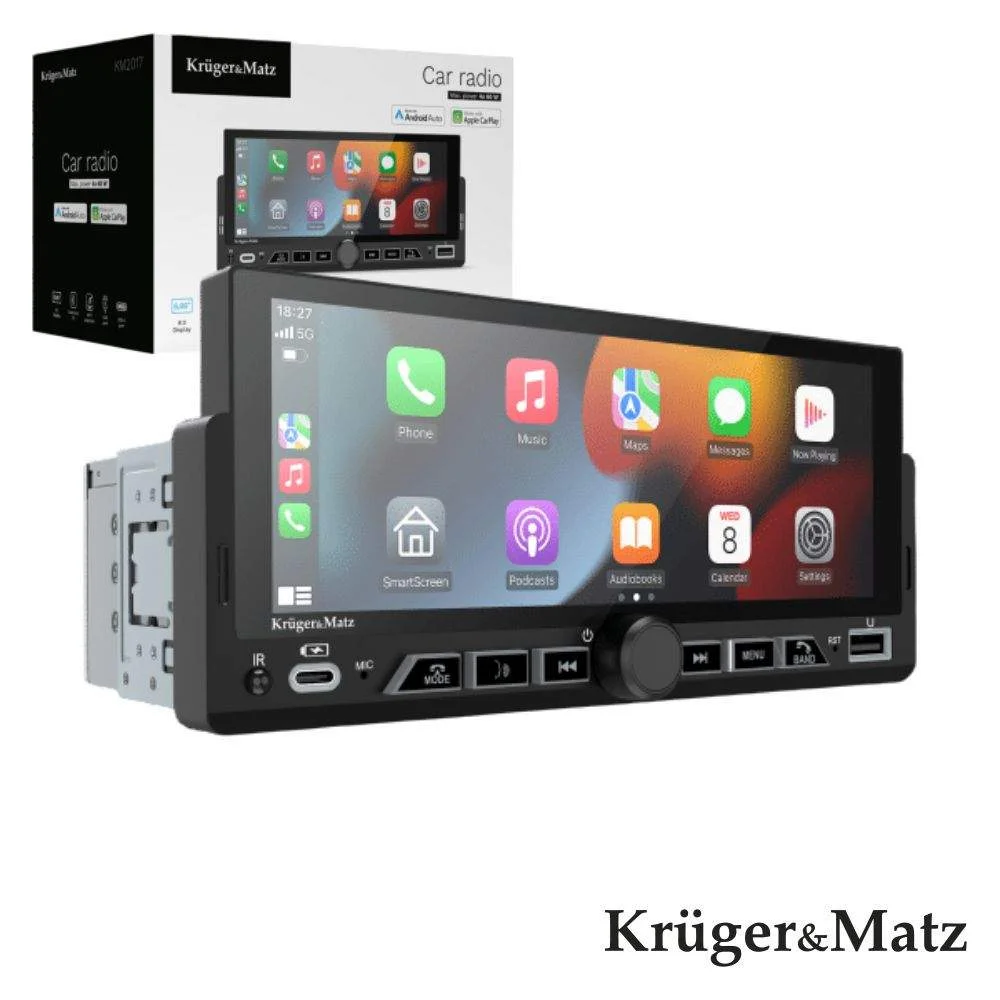 Auto-rádio 1din 6.86 60wx4 c bt fm aux usb carplay android