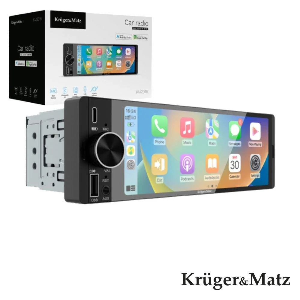 Auto-rádio 1din 6.36 60wx4 c bt fm aux usb carplay android
