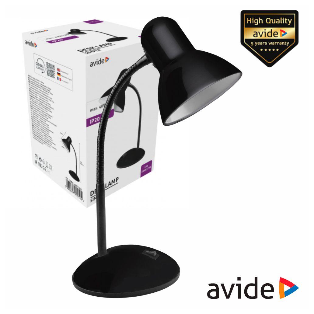 Candeeiro Secretária E27 Preto AVIDE