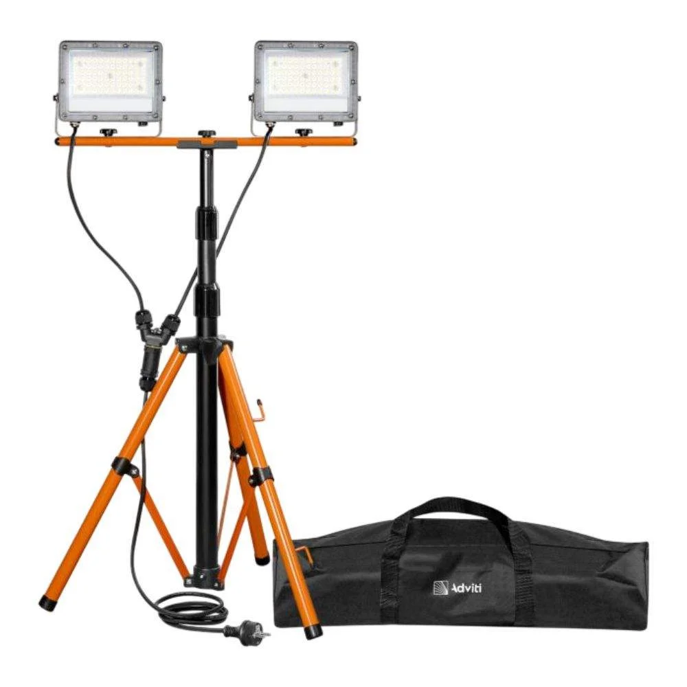 Conjunto suporte tripé ajustável c 2 focos 50w adviti
