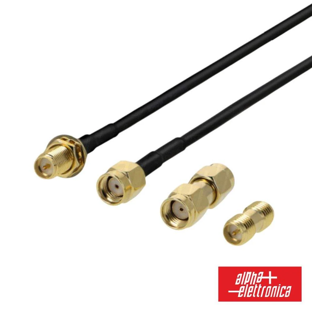 Cabo rp-sma macho fêmea c 2 adaptadores 1m alpha