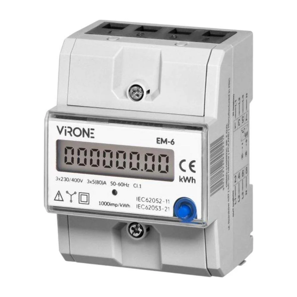 Contador energia digital trifásico 230v 80a 2 módulos din