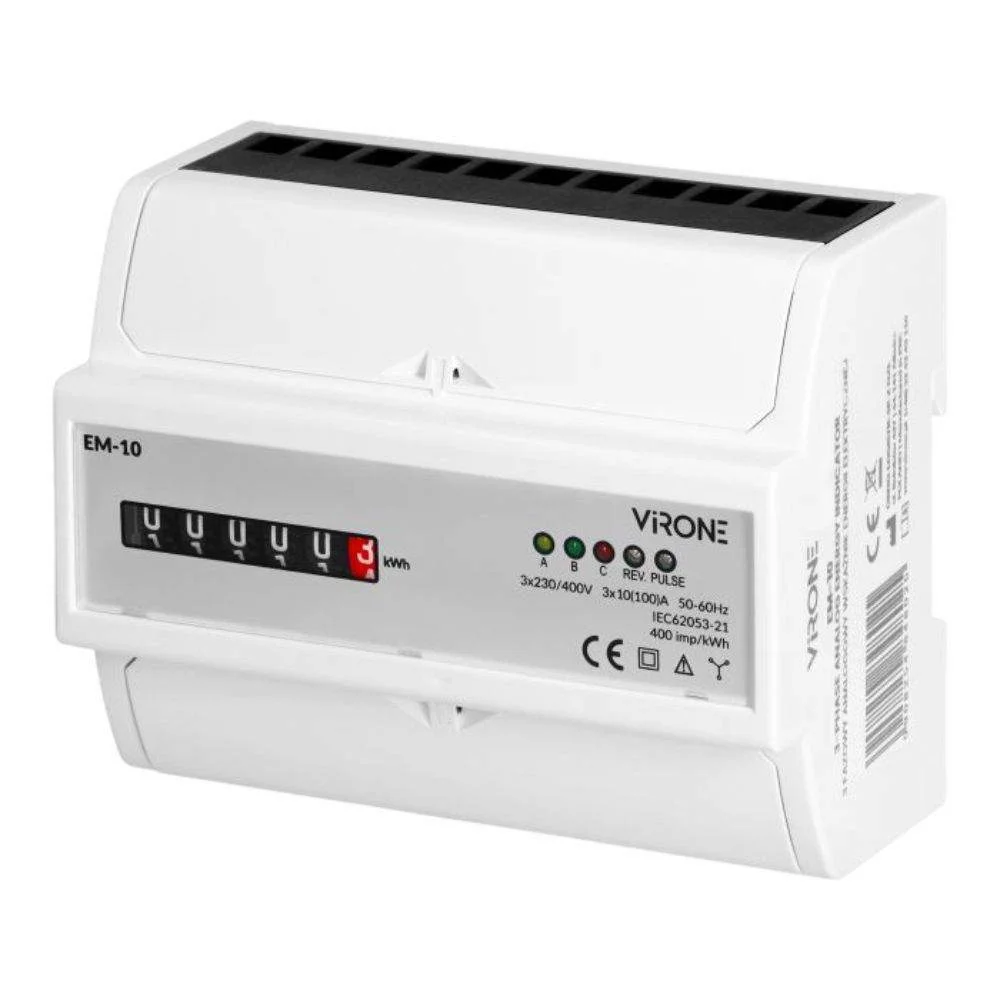 Contador energia analógico trifásico 230v 100a 7 módulos din