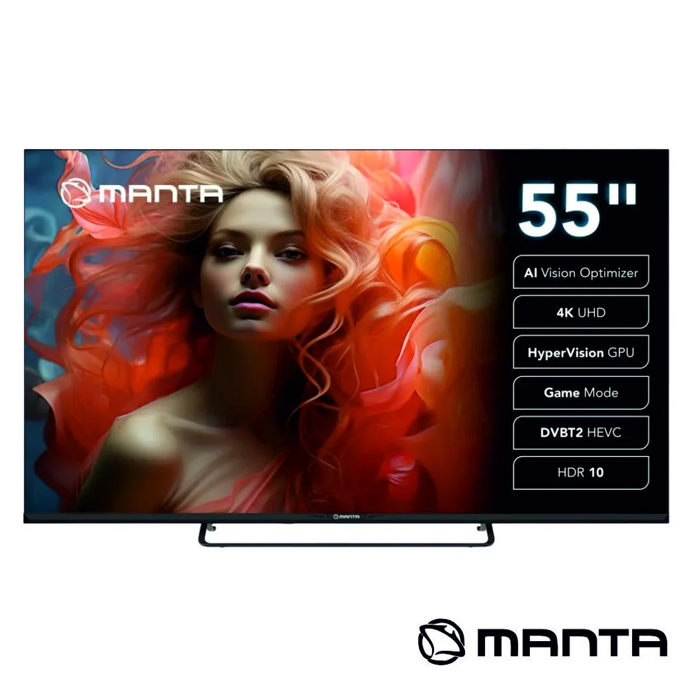 Smart tv led frameless 55 uhd 4k hdmi dvb-t2 t c manta
