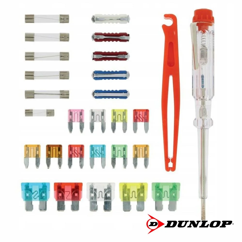 Conjunto de 26 Fusíveis P/ Automóvel E Busca-Polos DUNLOP