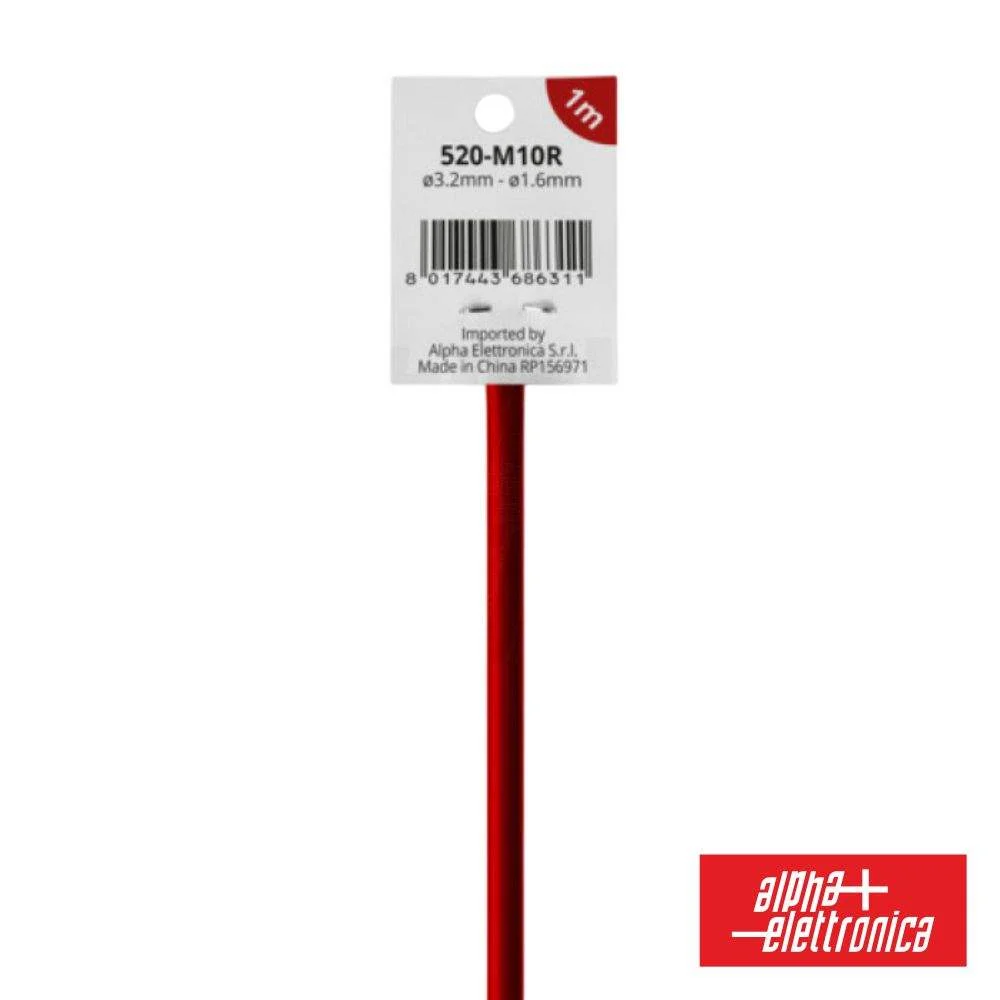 Tubo manga termoretrátil 2 1 ø3.2mm 1m vermelho