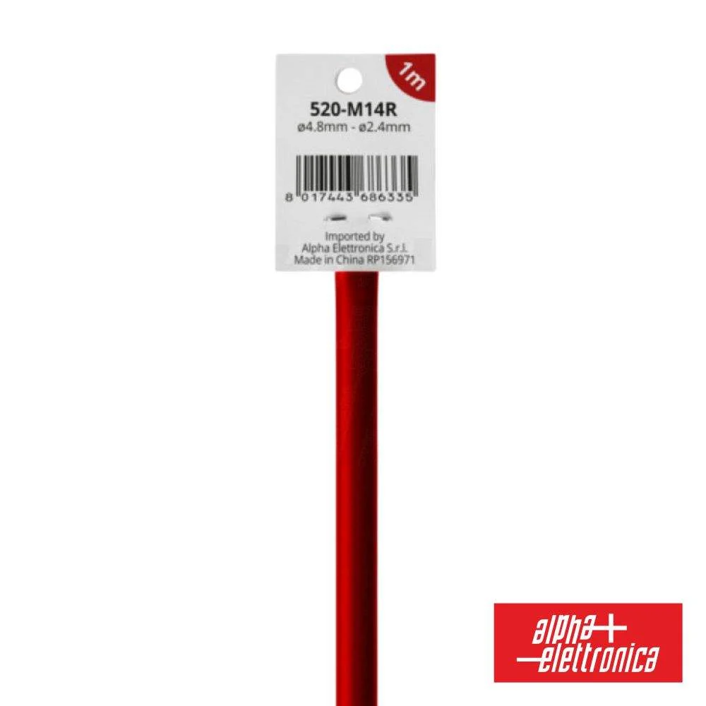 Tubo manga termoretrátil 2 1 ø4.8mm 1m vermelho