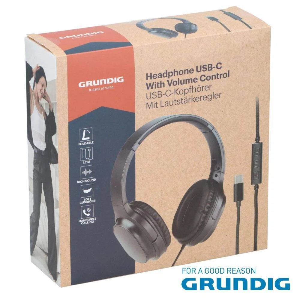 Auscultadores c fio stereo usb-c grundig