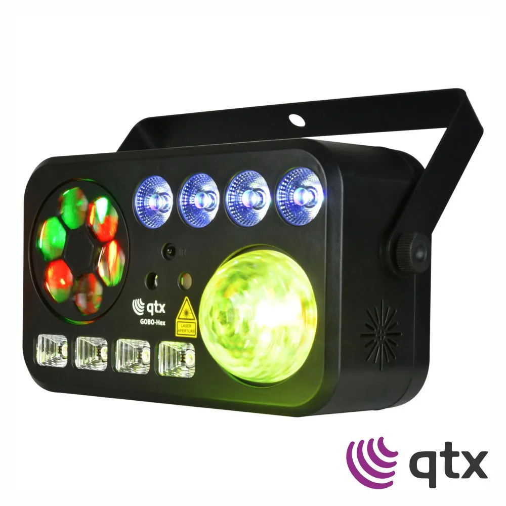 Projector efeito gobo hex 6em1 led laser qtx