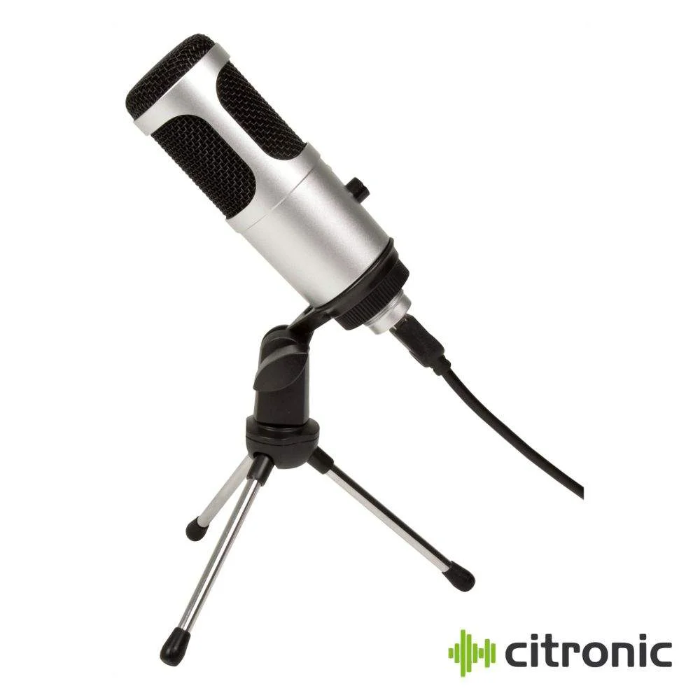 Microfone condensador usb c tripé 20hz-20khz citronic