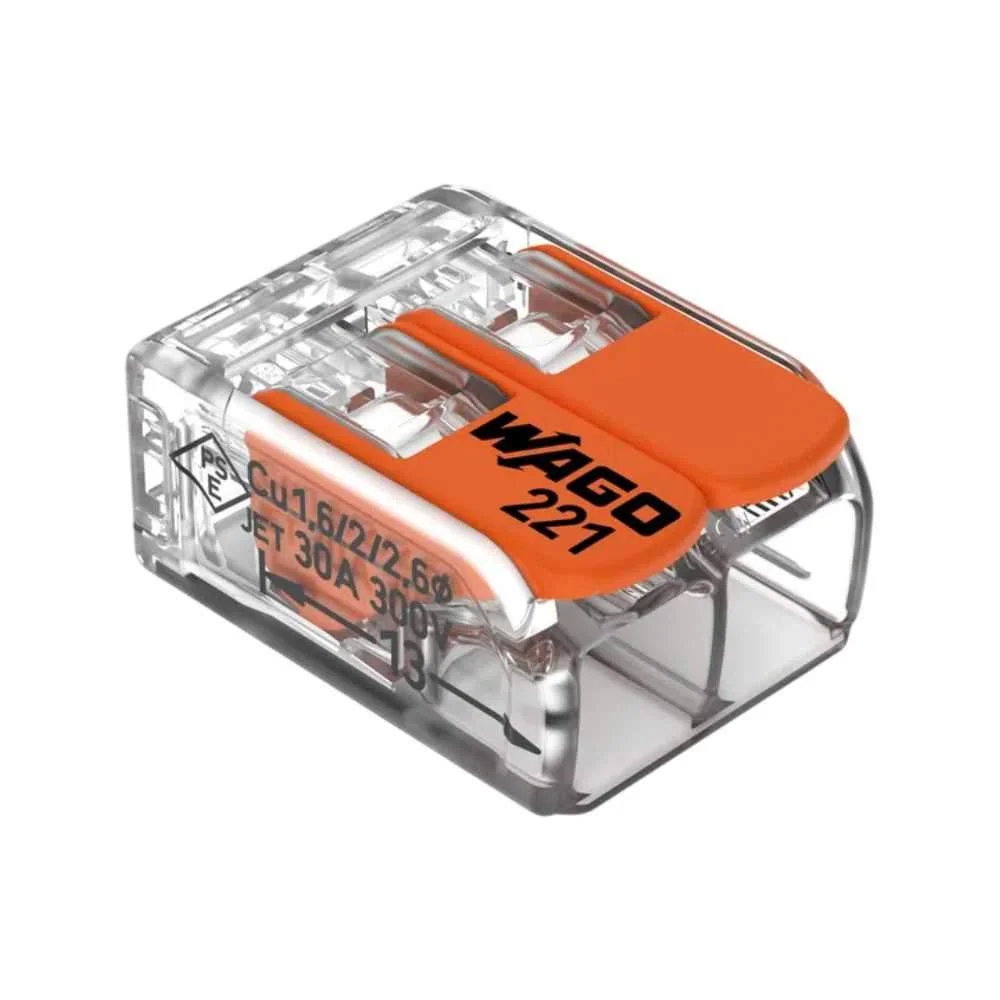 Ligador rápido c patilha 2 condutores 0.5-6 mm 50x wago