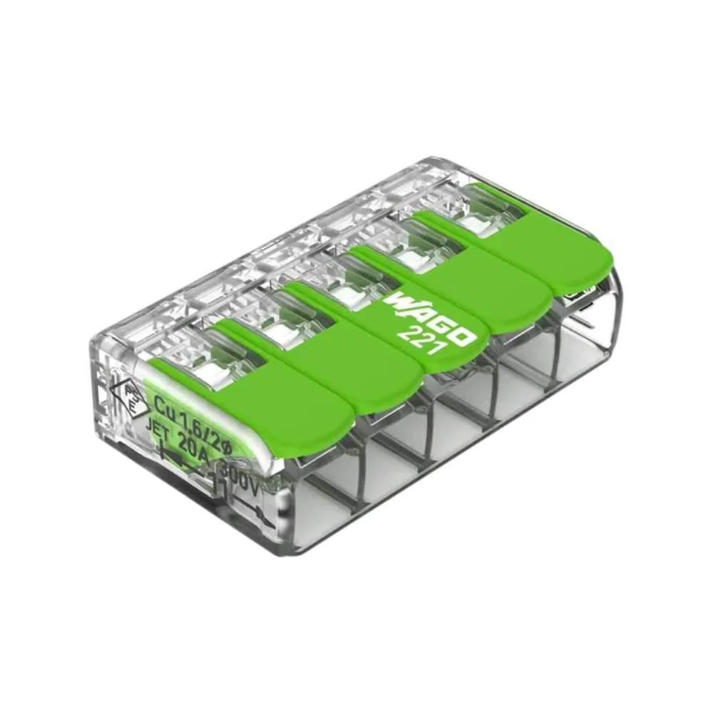 Ligador rápido c patilha 5 condutores 0.2-4 mm 25x wago