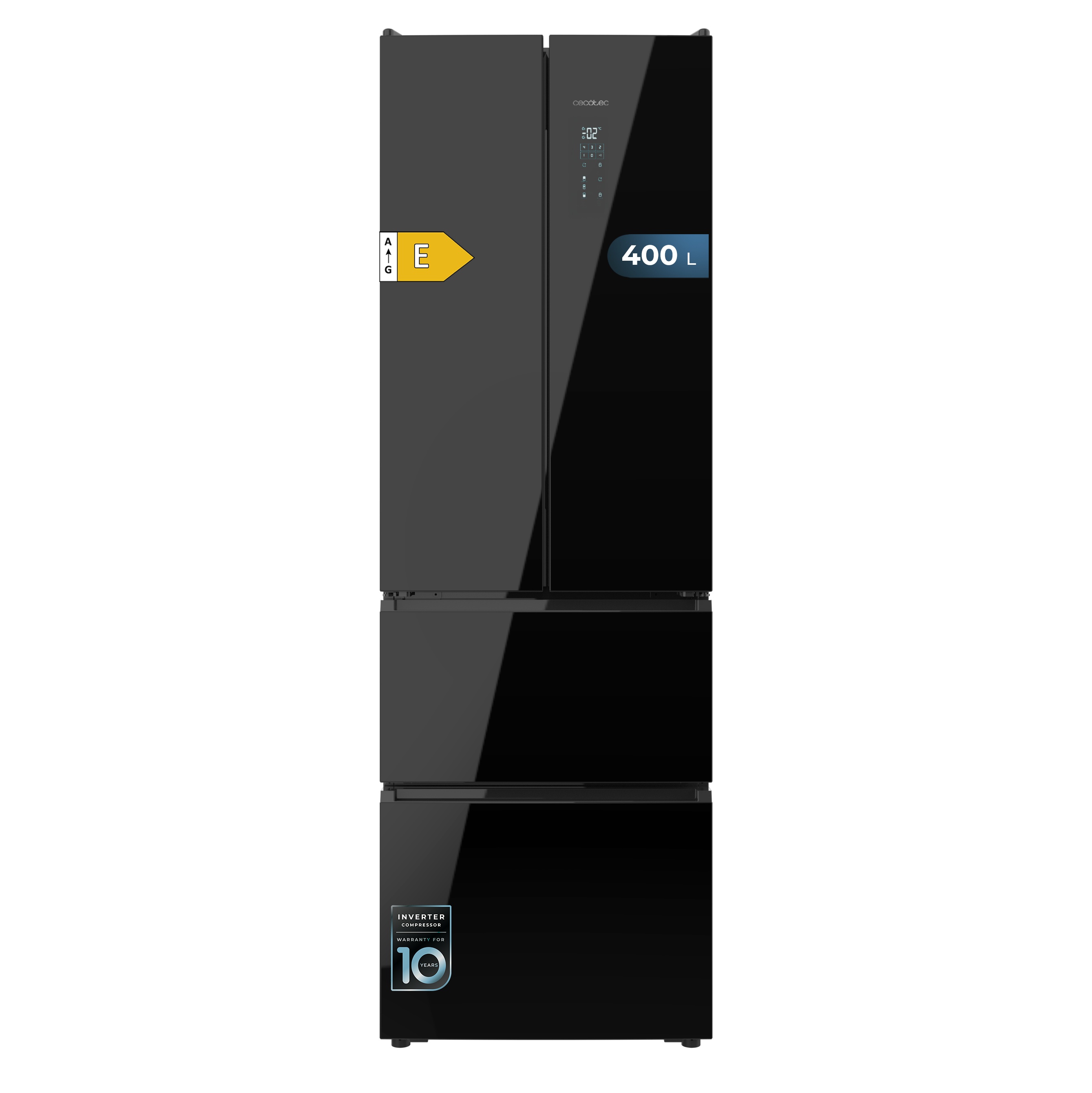 Frigorífico americano Bolero F2D 395 Black Glass E CECOTEC