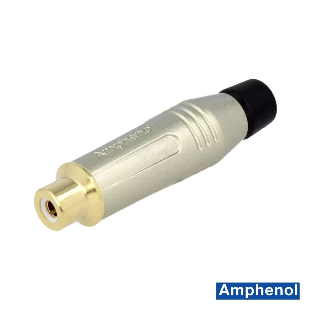 Ficha rca fêmea dourado amphenol