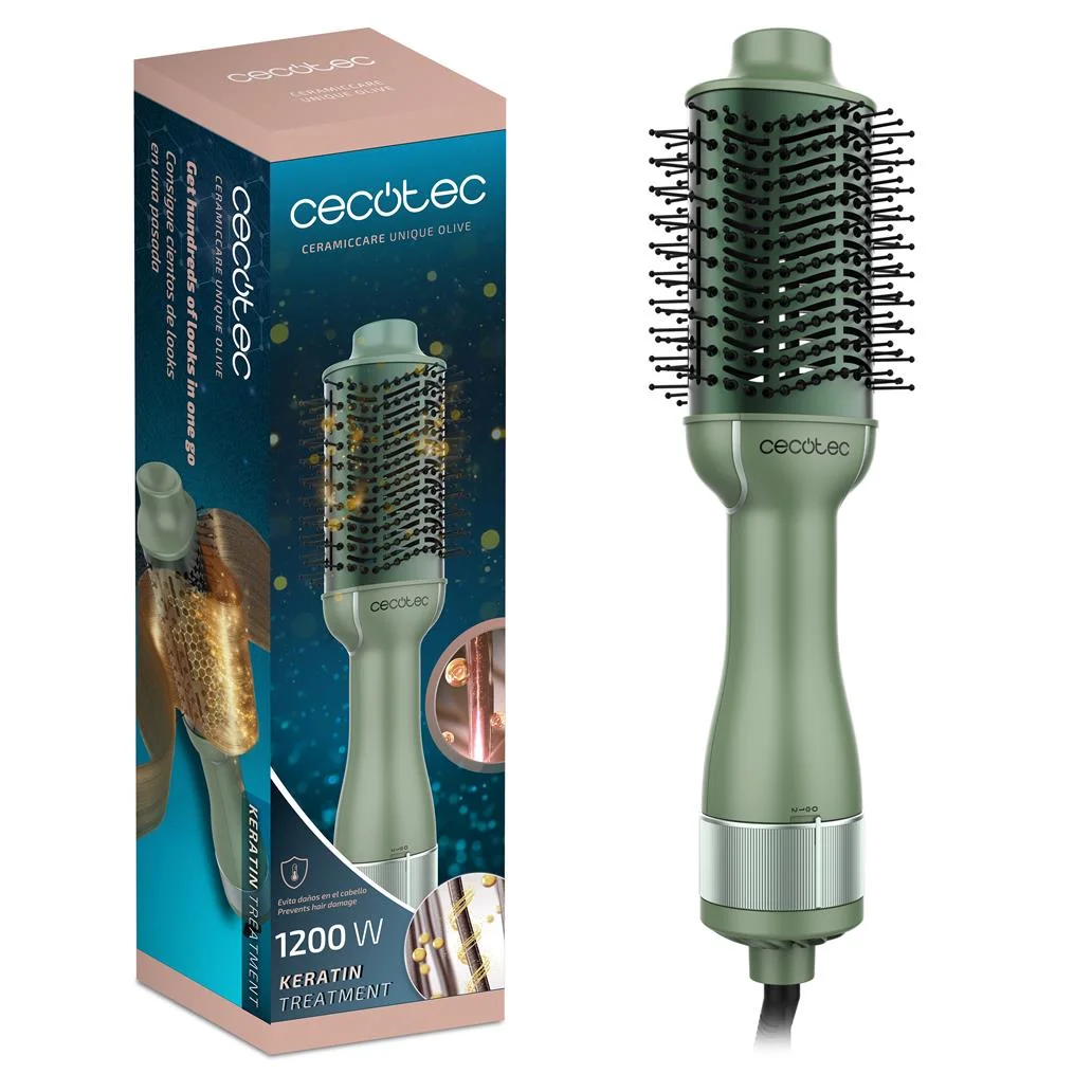 Escova Cabelo CeramicCare Unique Olive 1200W CECOTEC