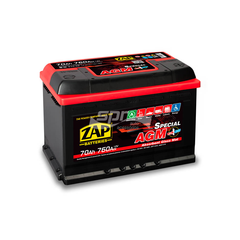 Bateria de Coche AGM 70Ah 760A Start-Stop Avanzado AGM - Borne +