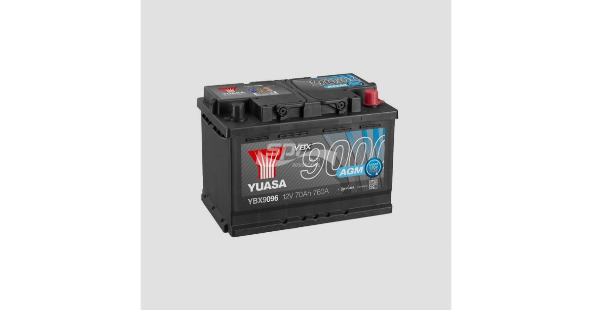 Yuasa YBX9096 Batería de coche AGM Start Stop Plus 12V 70Ah 760A