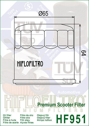 Filtro de óleo - HIFLO HF951 - HONDA SH300/600 SilverWing