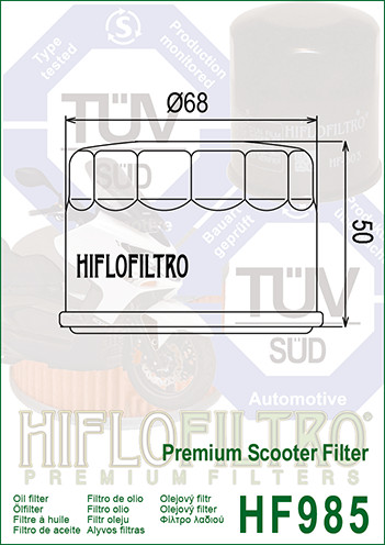 Filtro de óleo - HIFLO HF985 - YAM T-MAX 500/ XCITING 500