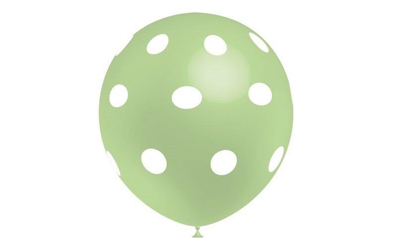 Bag of 10 "Polka Dots" Printed Balloons - Mint Green