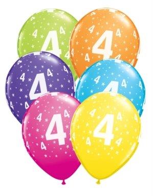 6 printed balloons Birthday nº4 - Tropical Qualatex